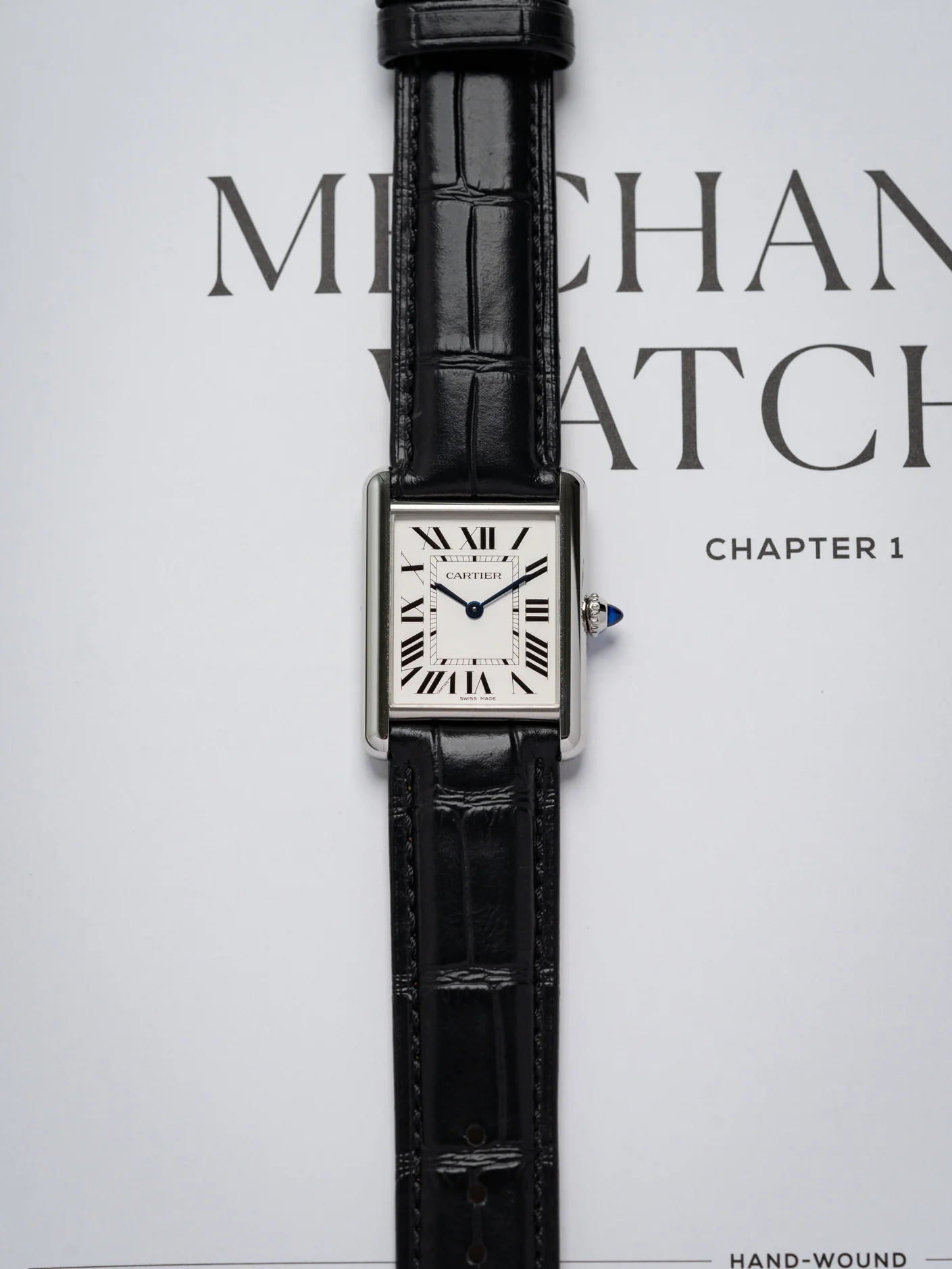Classic Croc Embossed Leather Strap in Black - Image 2