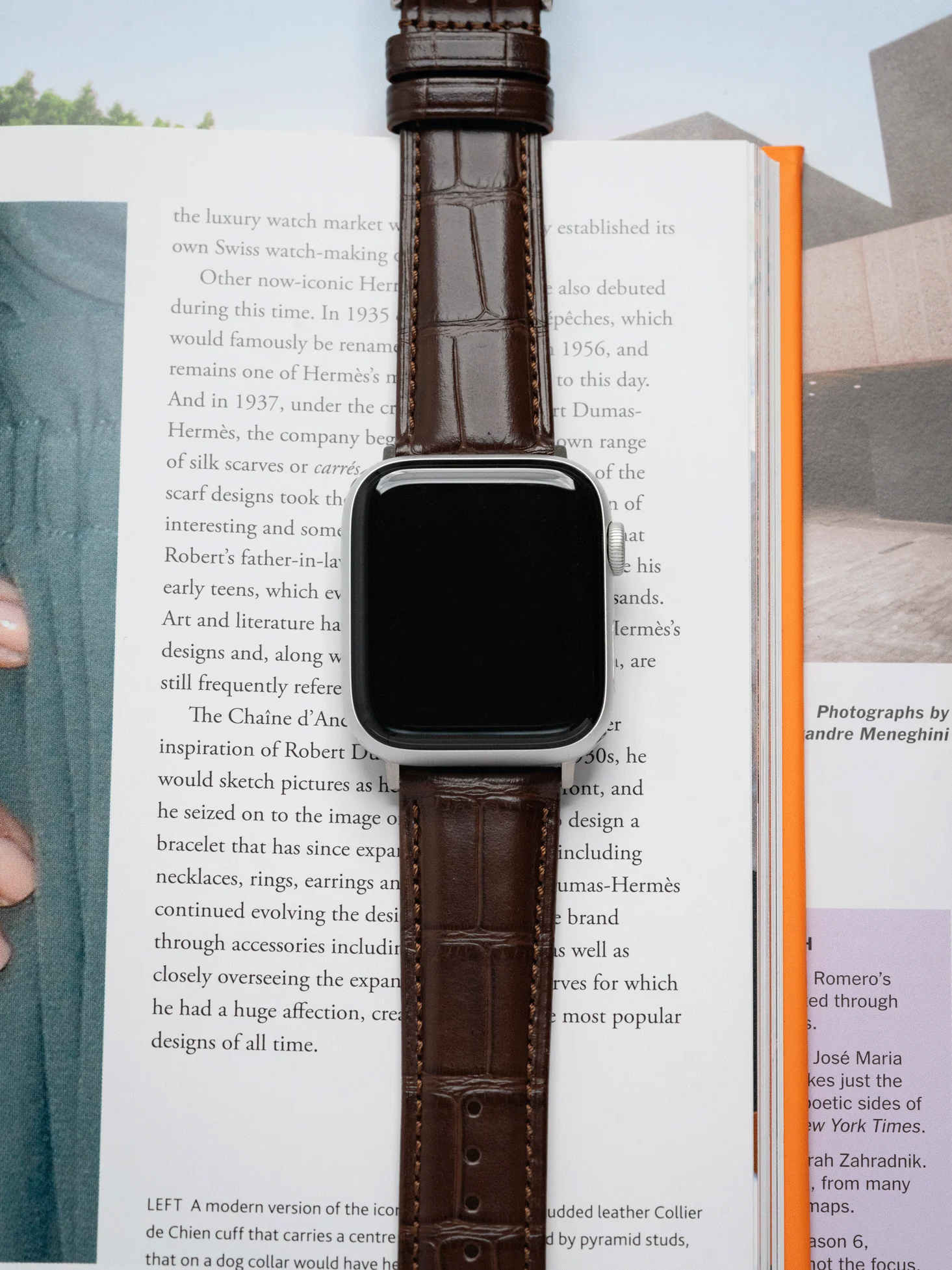 Classic Croc Embossed Leather Strap in Brown for Apple Watch - Image 2