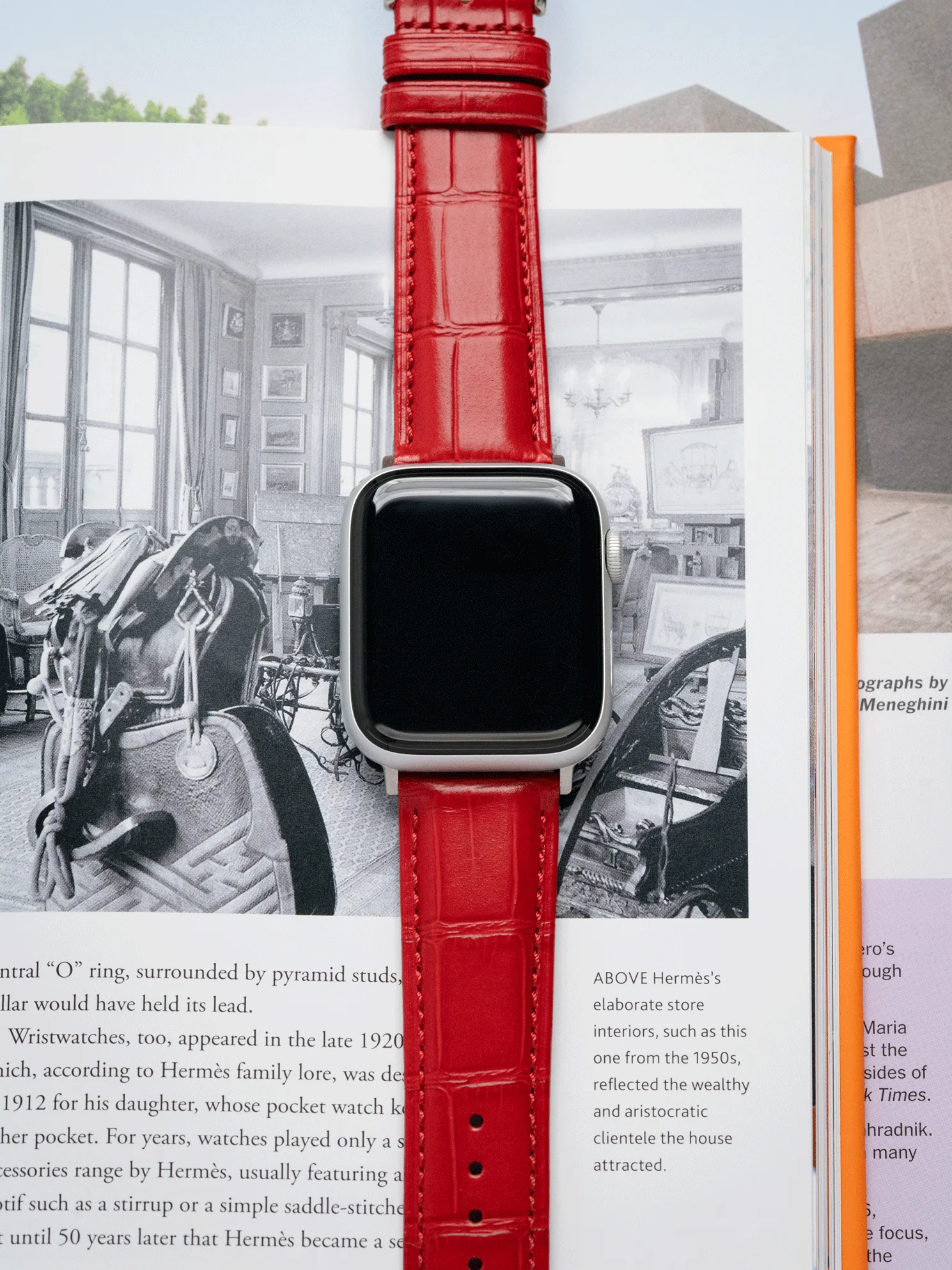 Classic Croc Embossed Leather Strap in Red for Apple Watch - Image 2