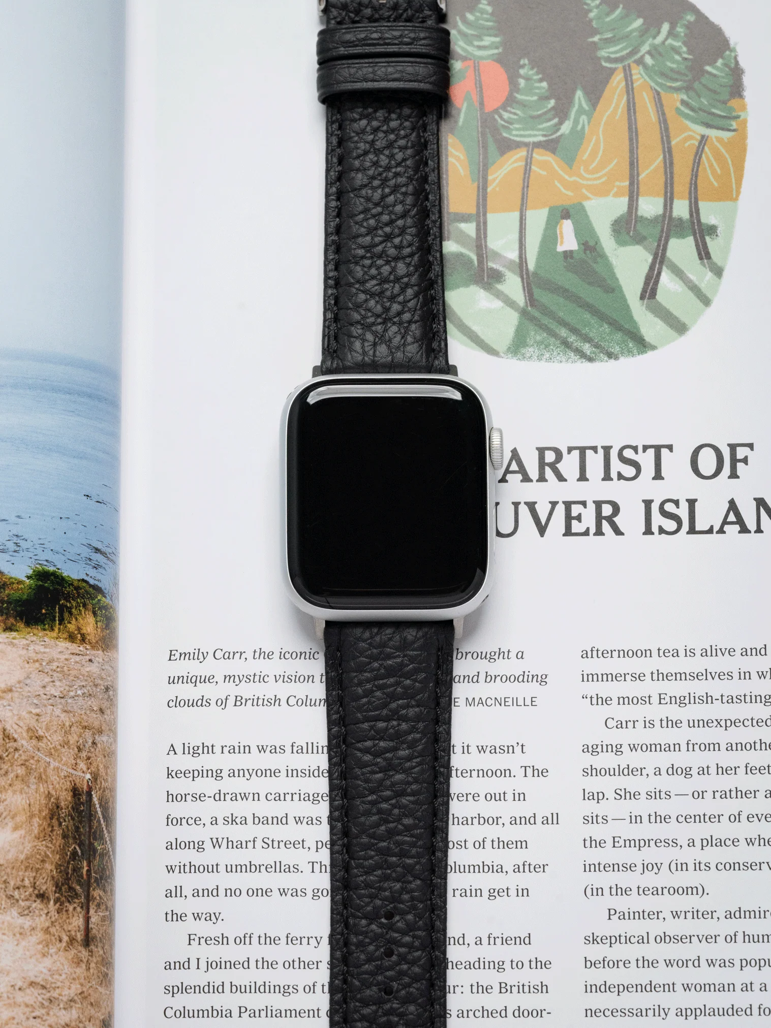 Classic Togo Leather Strap in Black for Apple Watch - Image 2