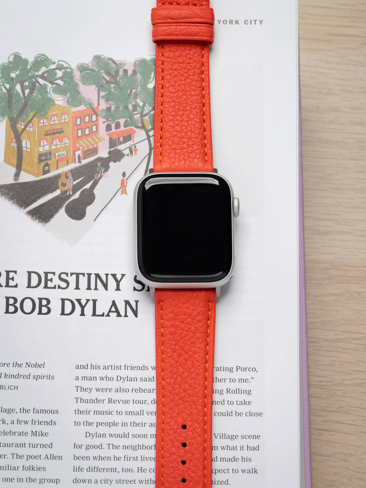 Classic Togo Leather Strap in Orange for Apple Watch - Image 2