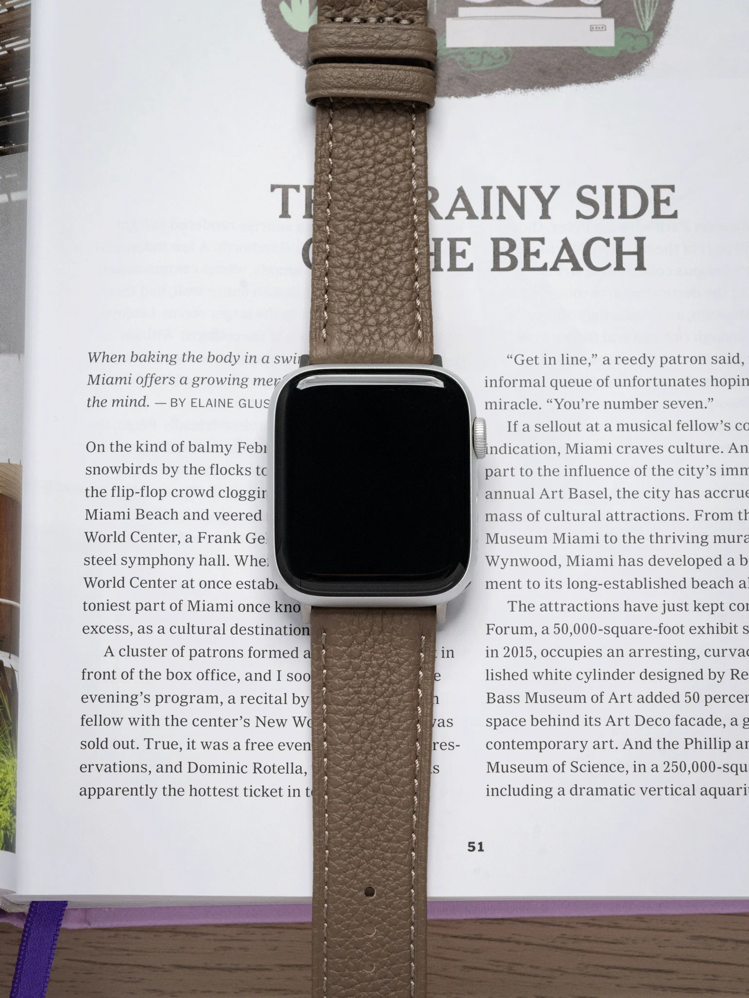 Classic Togo Leather Strap in Taupe for Apple Watch - Image 2