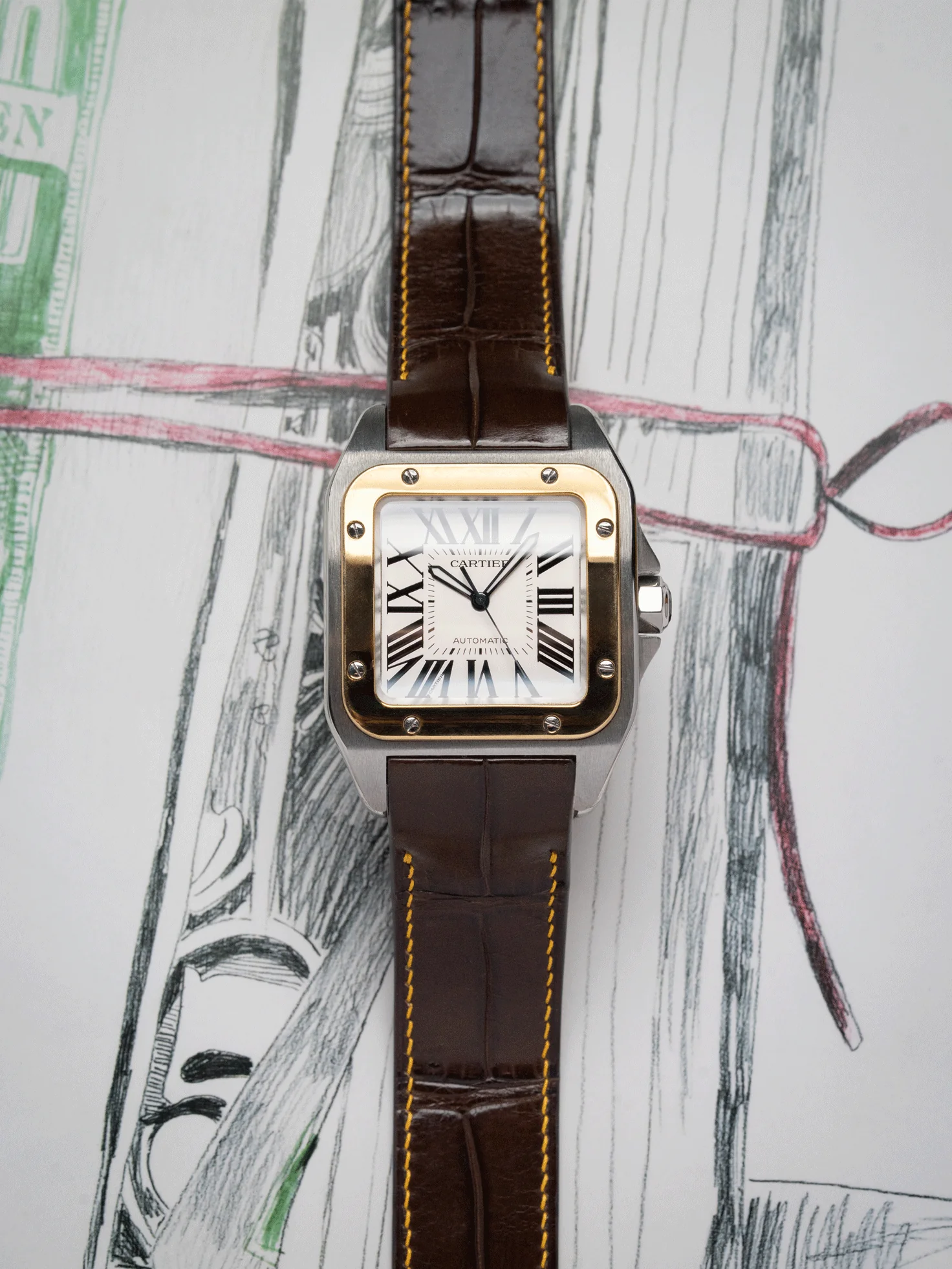 Custom Watch Strap for Cartier Santos 100 - Image 2