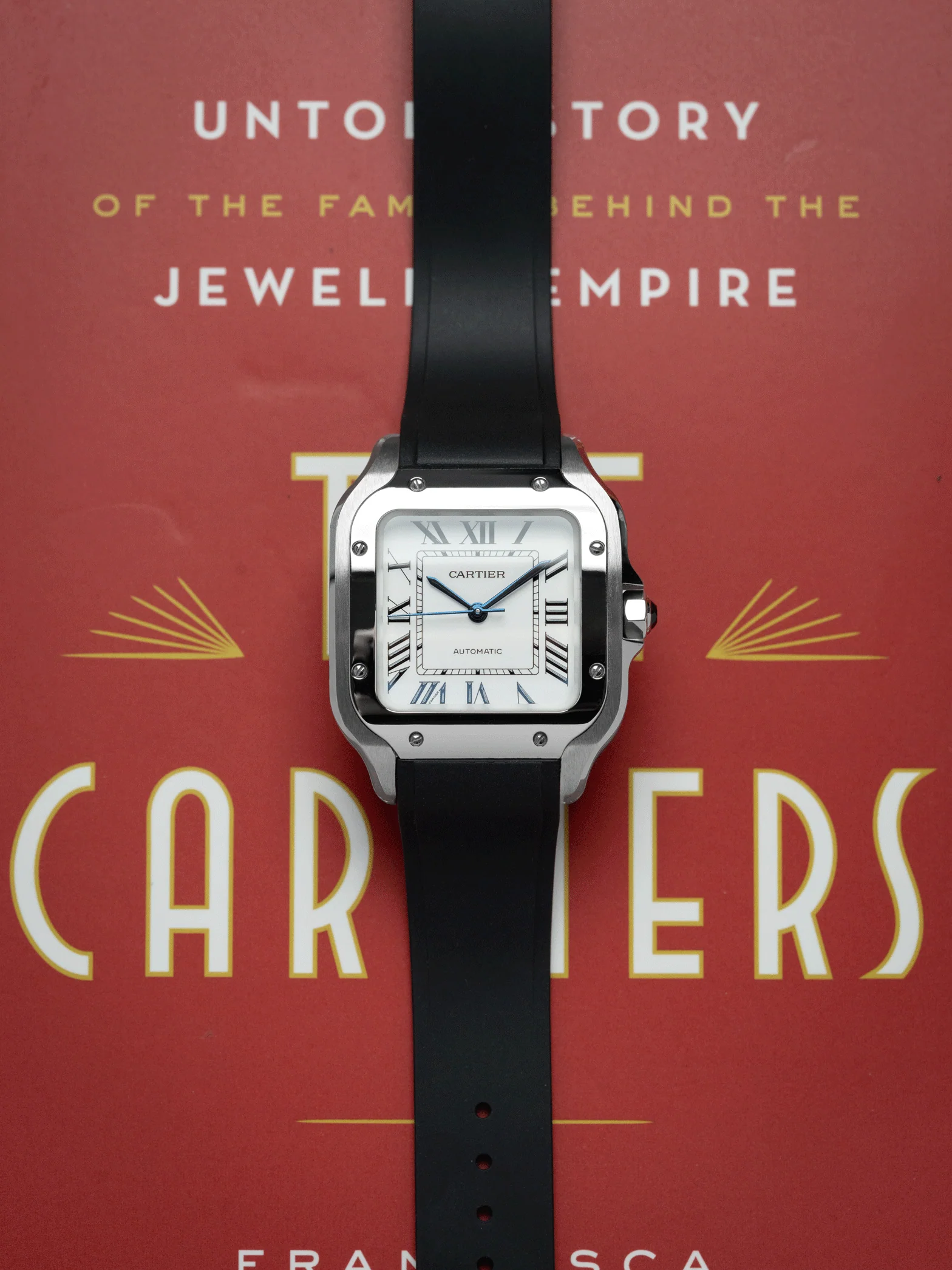Dress FKM Rubber Strap in Black for Cartier Santos de Cartier - Image 2