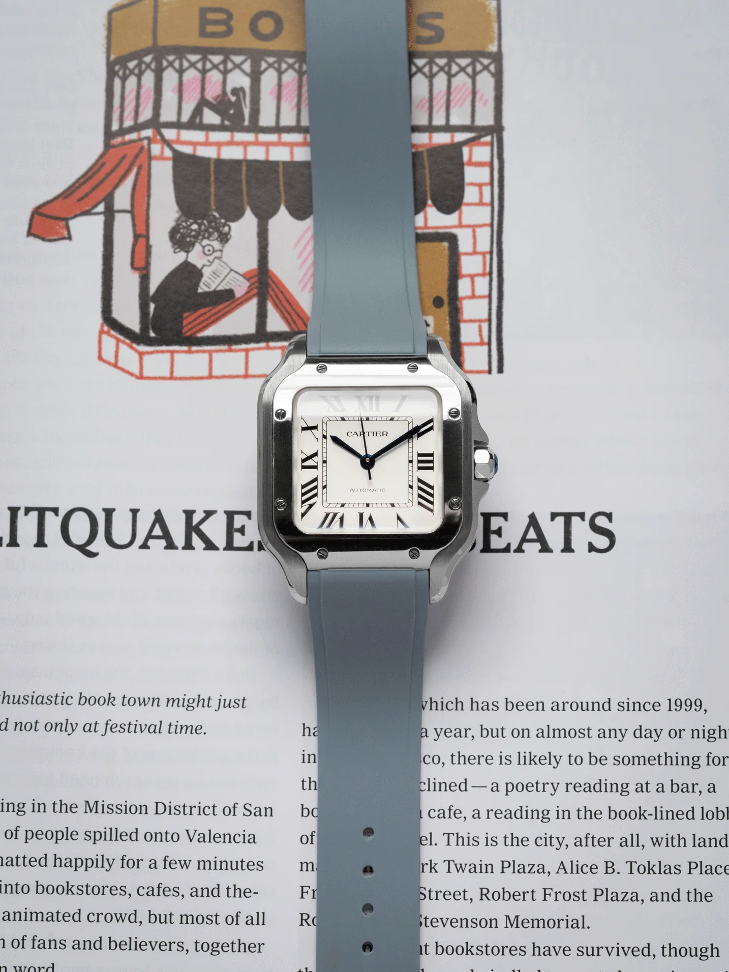 Dress FKM Rubber Strap in Grey for Cartier Santos de Cartier - Image 2