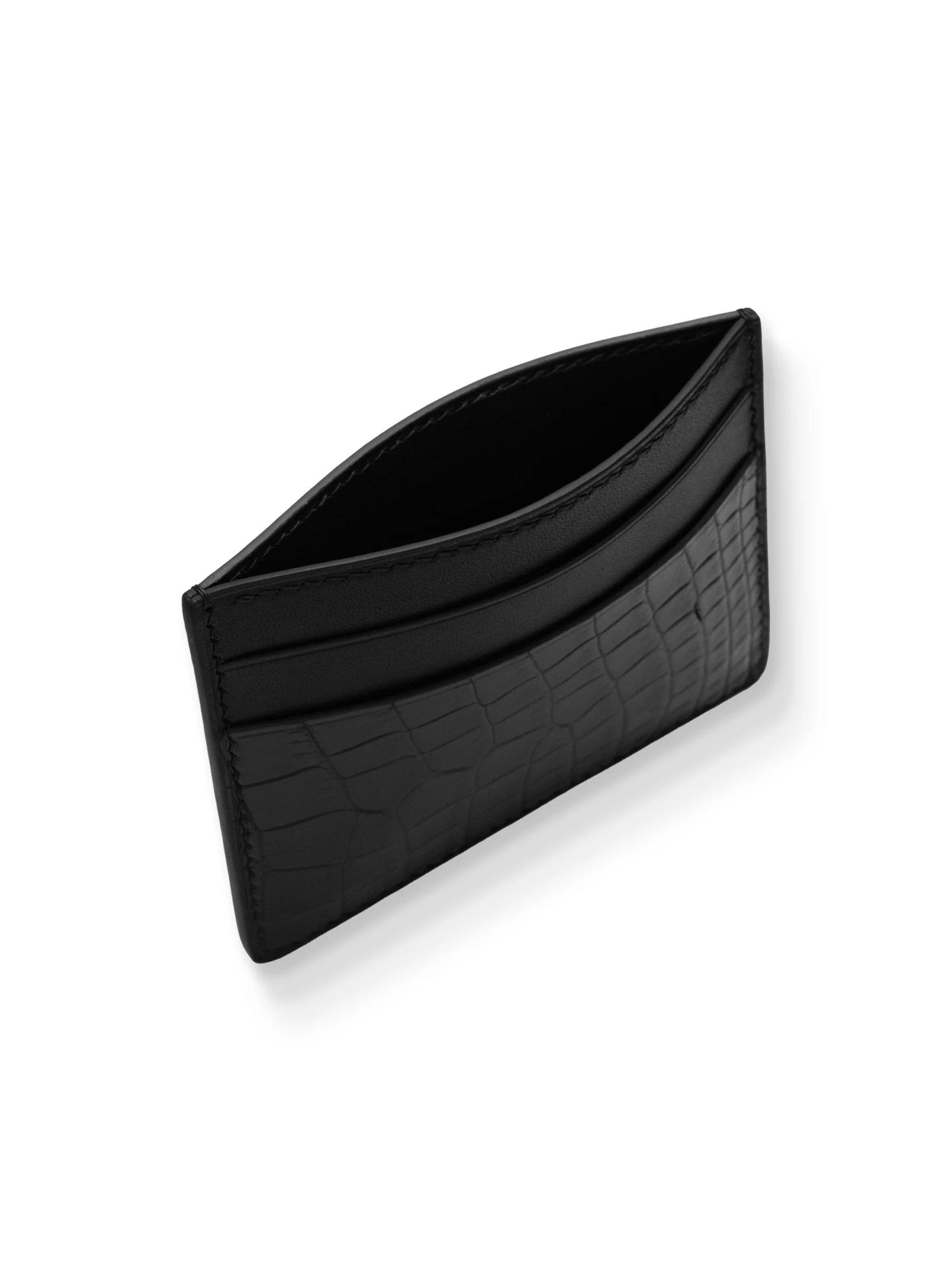 MTO Crocodile Leather Card Holder in Black - Image 2