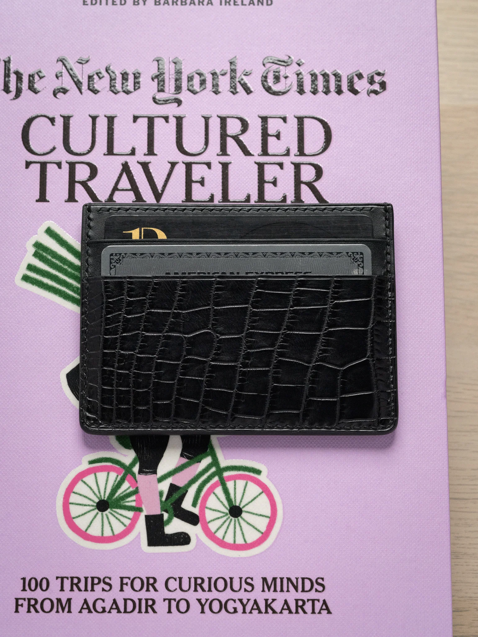 MTO Crocodile Leather Card Holder in Black - Image 4