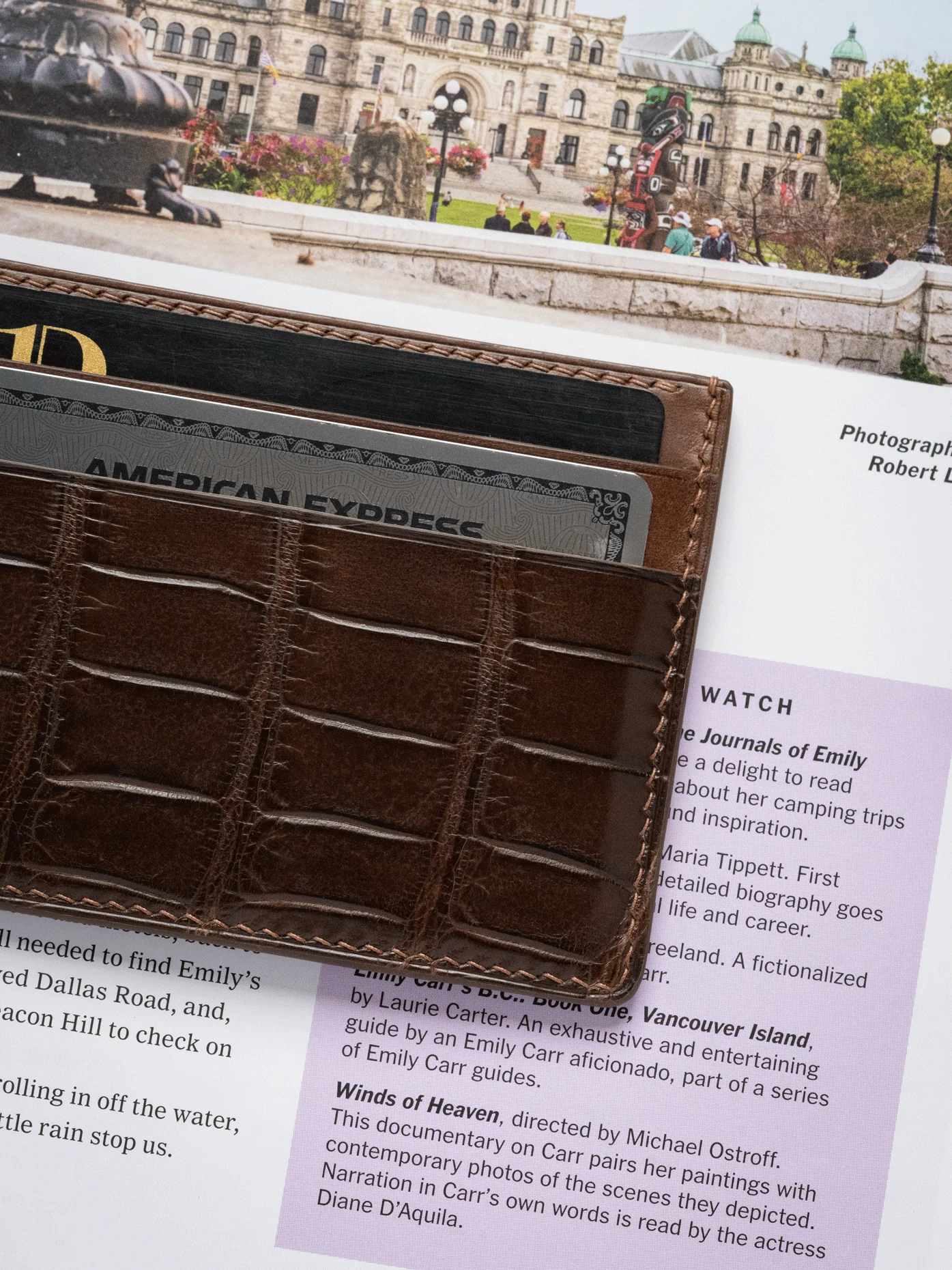 MTO Crocodile Leather Card Holder in Brown - Image 5