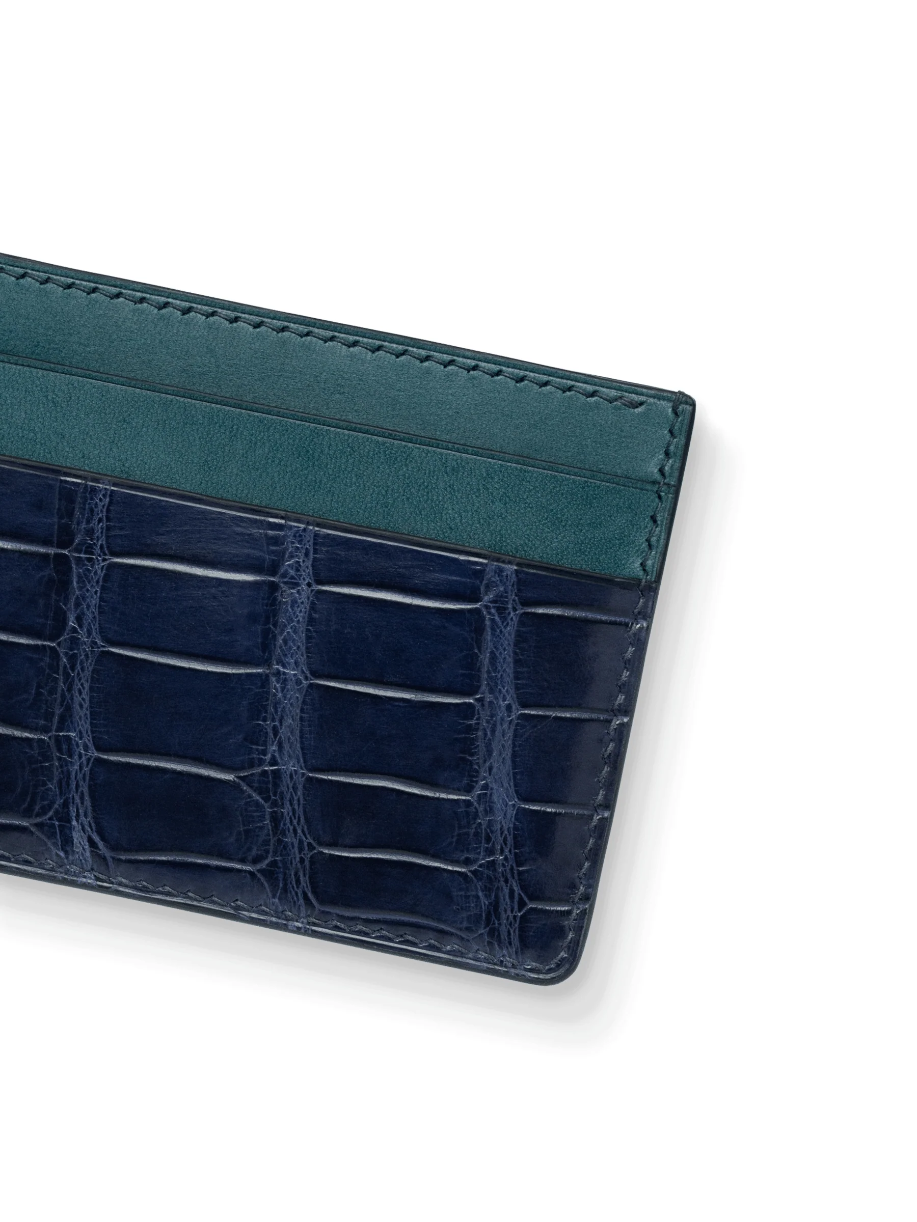 MTO Crocodile Leather Card Holder in Navy - Image 3