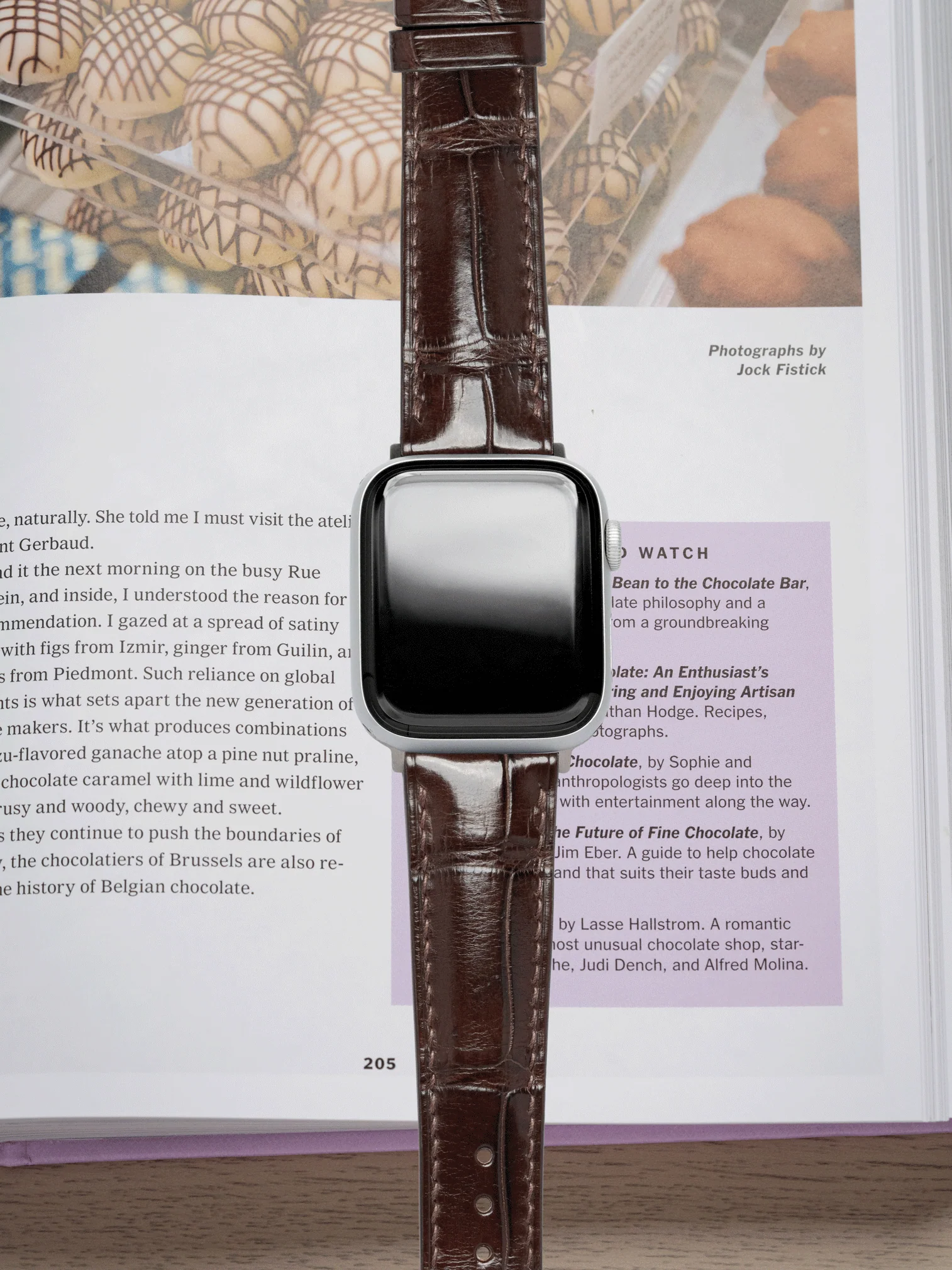 MTO Crocodile Leather Strap in Brown (Semi-Glossy) for Apple Watch - Image 2