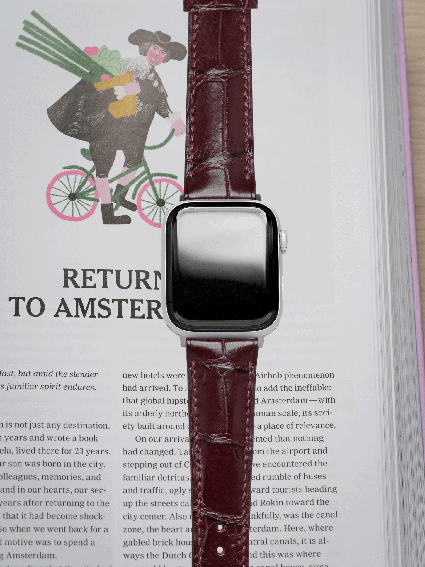 MTO Crocodile Leather Strap in Chestnut (Semi-Glossy) for Apple Watch - Image 2