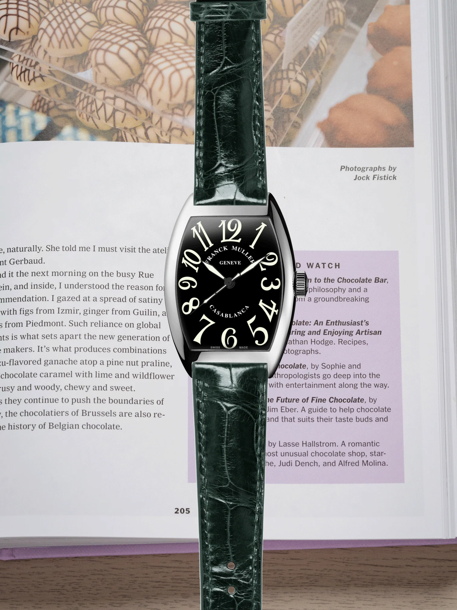 MTO Crocodile Leather Strap in Dark Green (Semi-Glossy) for Frank Muller Casablanca - Image 2