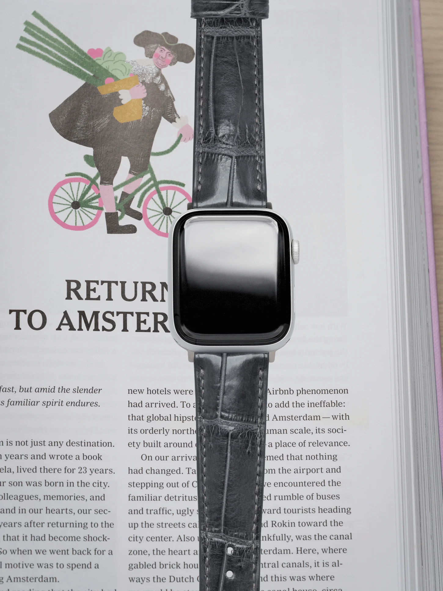 MTO Crocodile Leather Strap in Grey (Semi-Glossy) for Apple Watch - Image 2