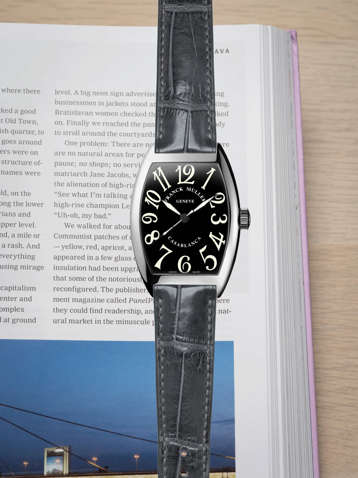 MTO Crocodile Leather Strap in Grey (Semi-Glossy) for Frank Muller Casablanca - Image 2