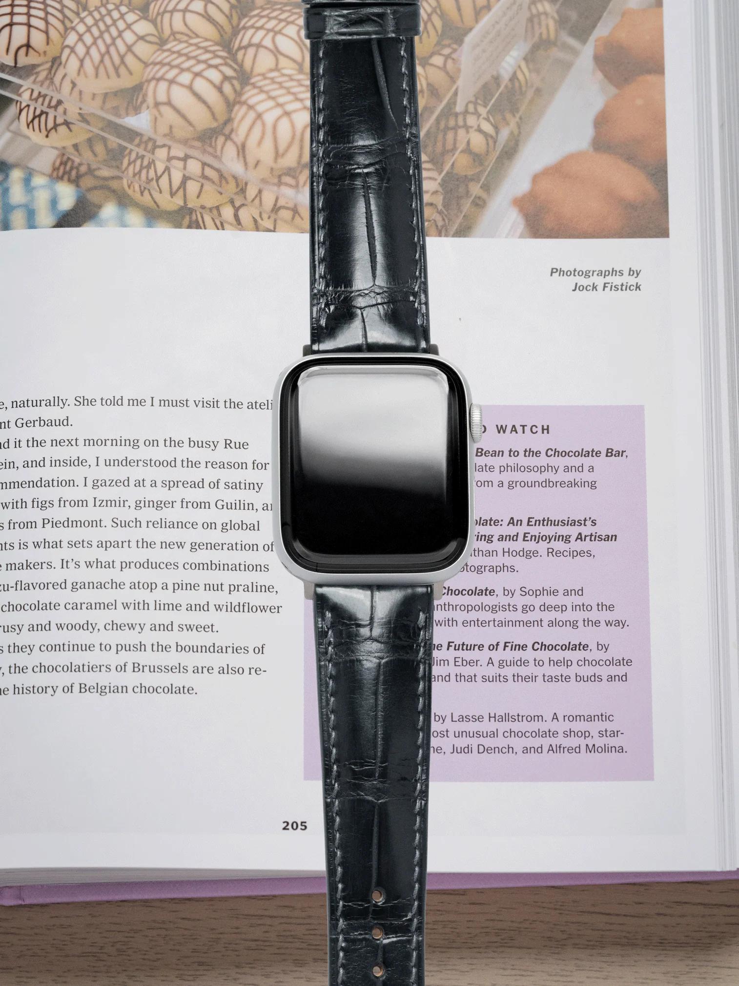 MTO Crocodile Leather Strap in Marine (Semi-Glossy) for Apple Watch - Image 2