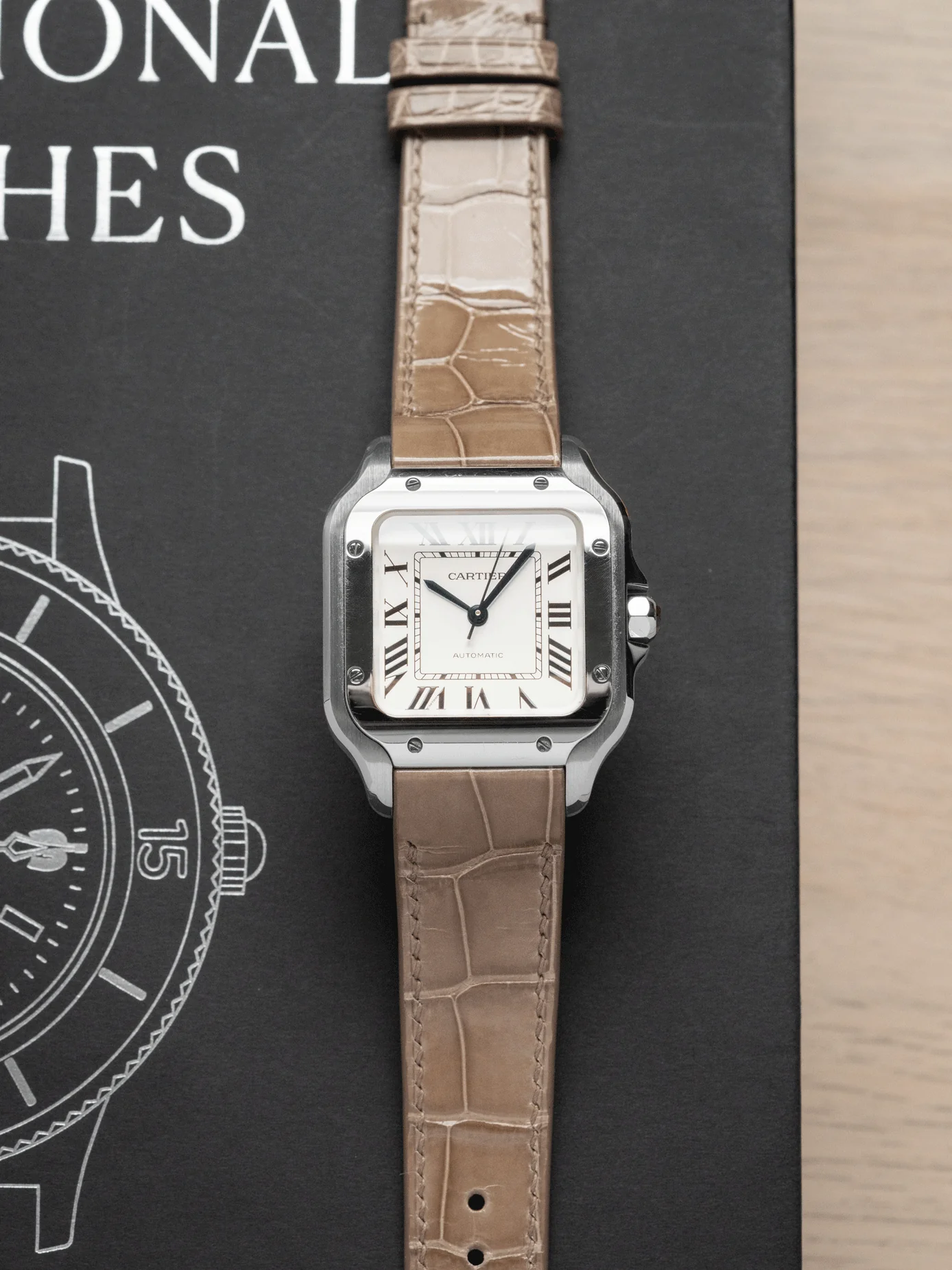 MTO Crocodile Leather Strap in Natural (Glossy) for Cartier Santos de Cartier - Image 2