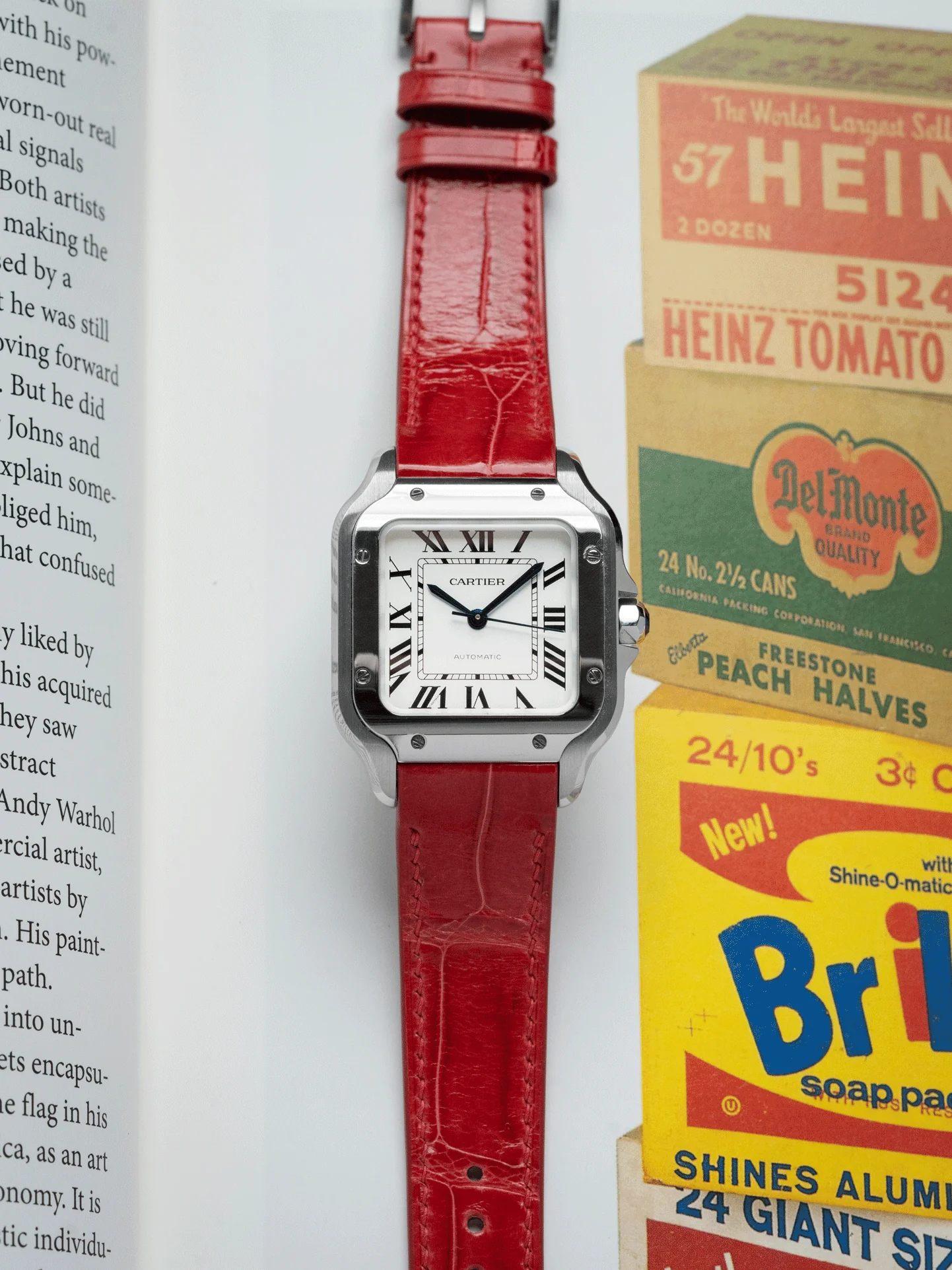 MTO Crocodile Leather Strap in Red (Semi-Glossy) for Cartier Santos de Cartier - Image 2