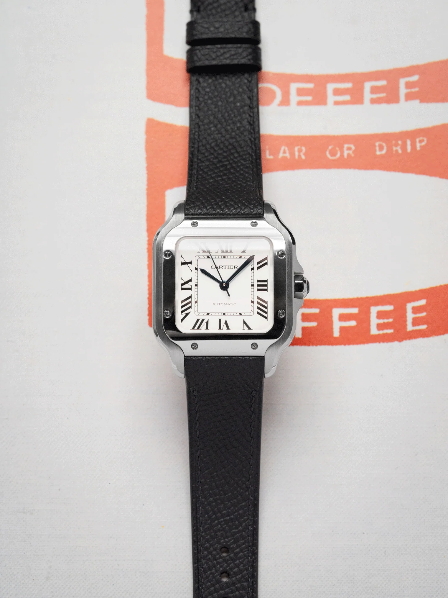 MTO Epsom Leather Strap in Black for Cartier Santos de Cartier - Image 2