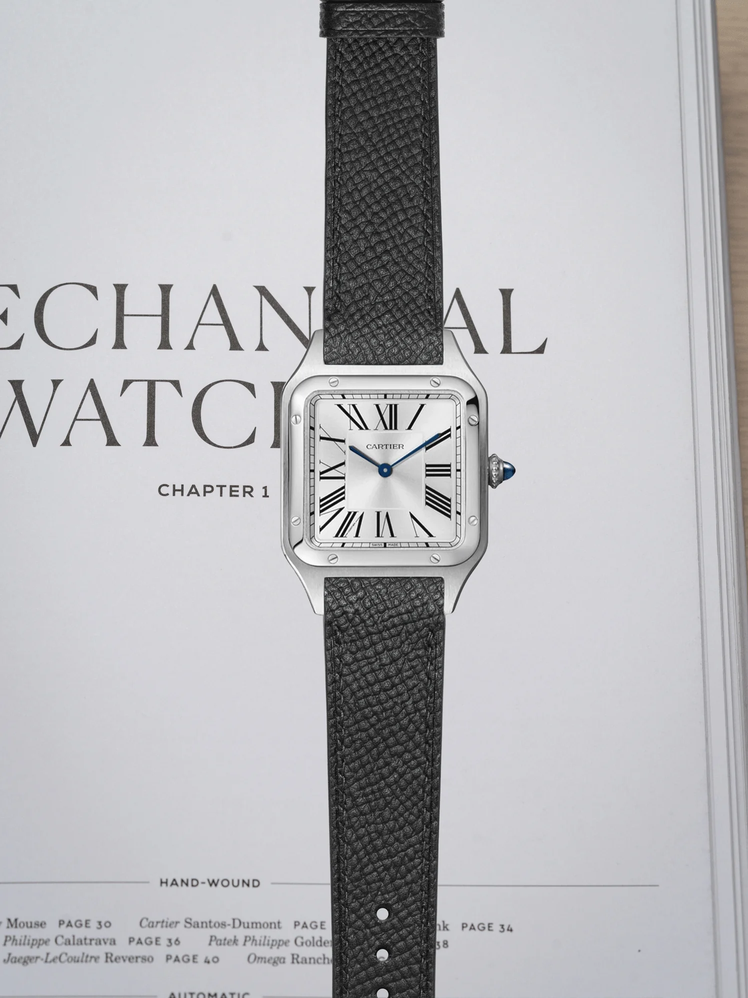 MTO Epsom Leather Strap in Black for Cartier Santos Dumont - Image 2