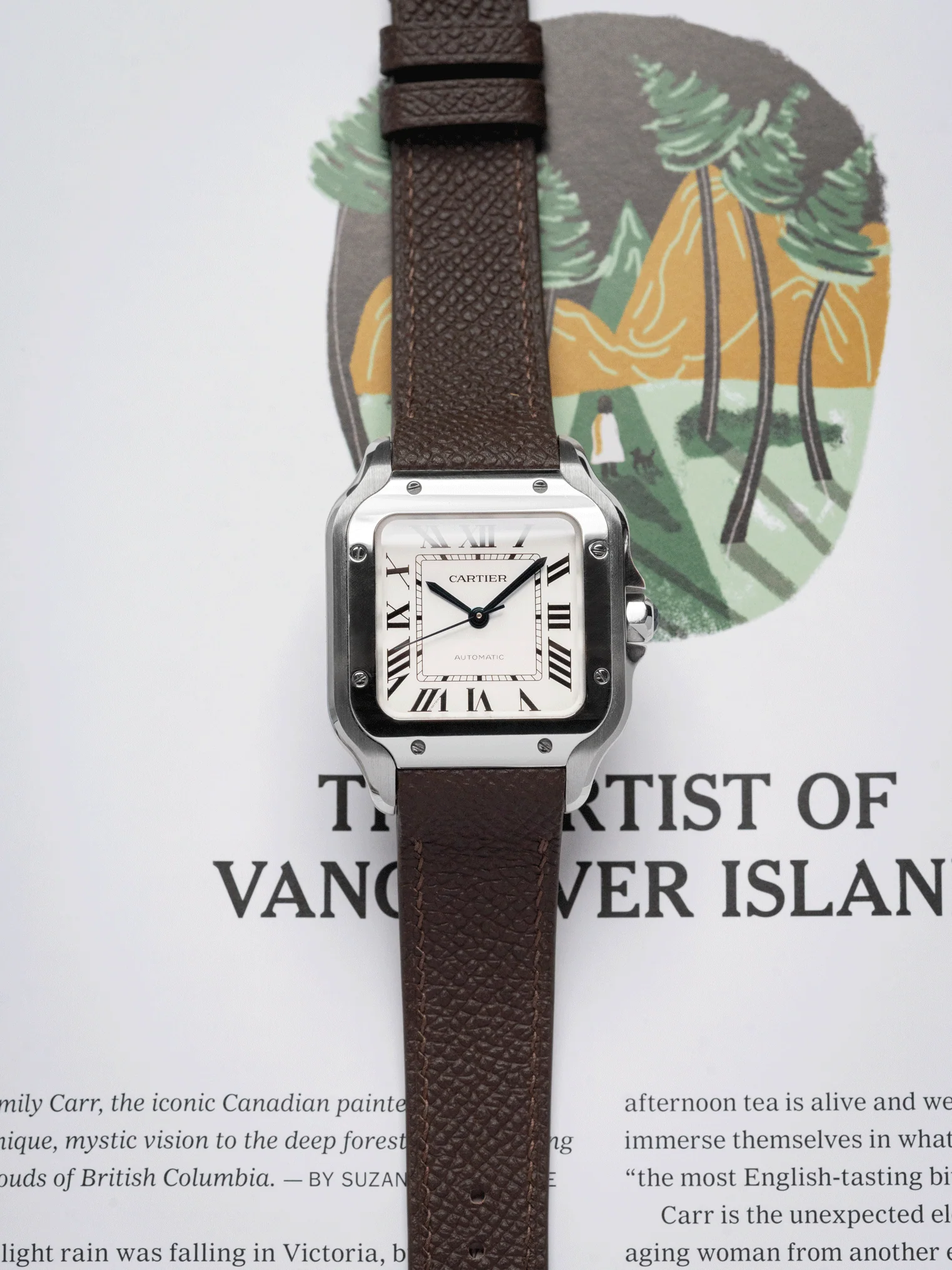 MTO Epsom Leather Strap in Dark Brown for Cartier Santos de Cartier - Image 2