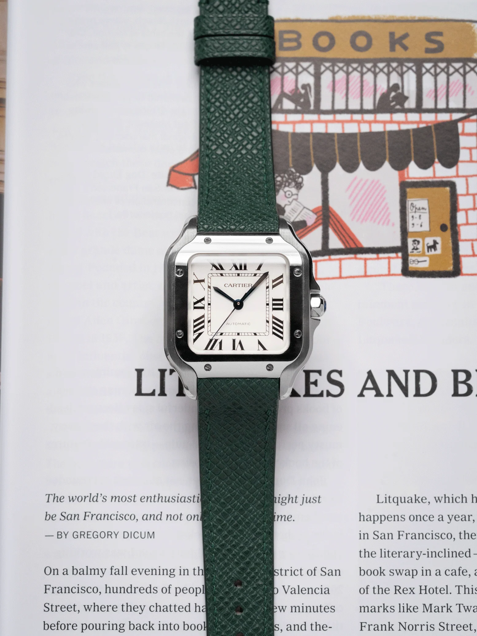 MTO Epsom Leather Strap in Dark Green for Cartier Santos de Cartier - Image 2