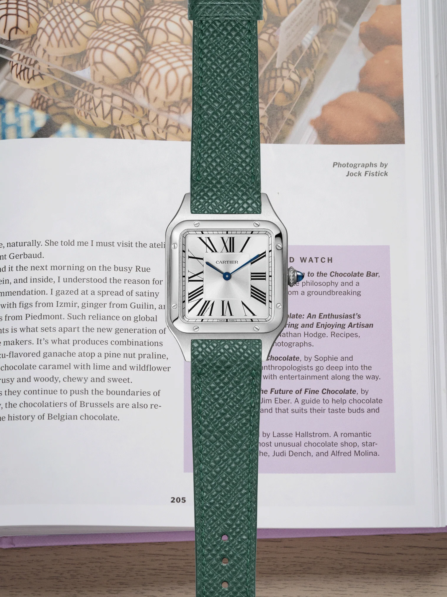 MTO Epsom Leather Strap in Dark Green for Cartier Santos 100 - Image 2