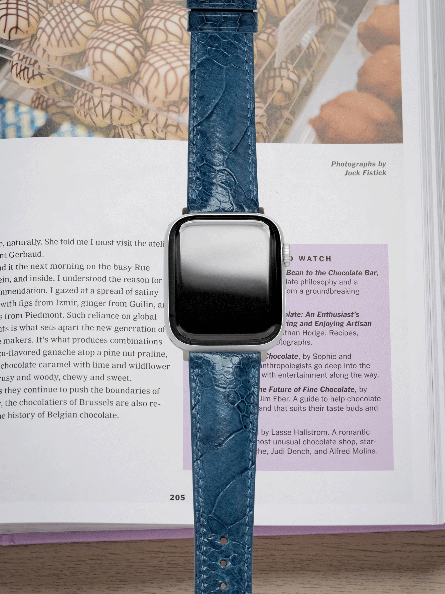 MTO Ostrich Leather Strap in Blue Jeans for Apple Watch - Image 2
