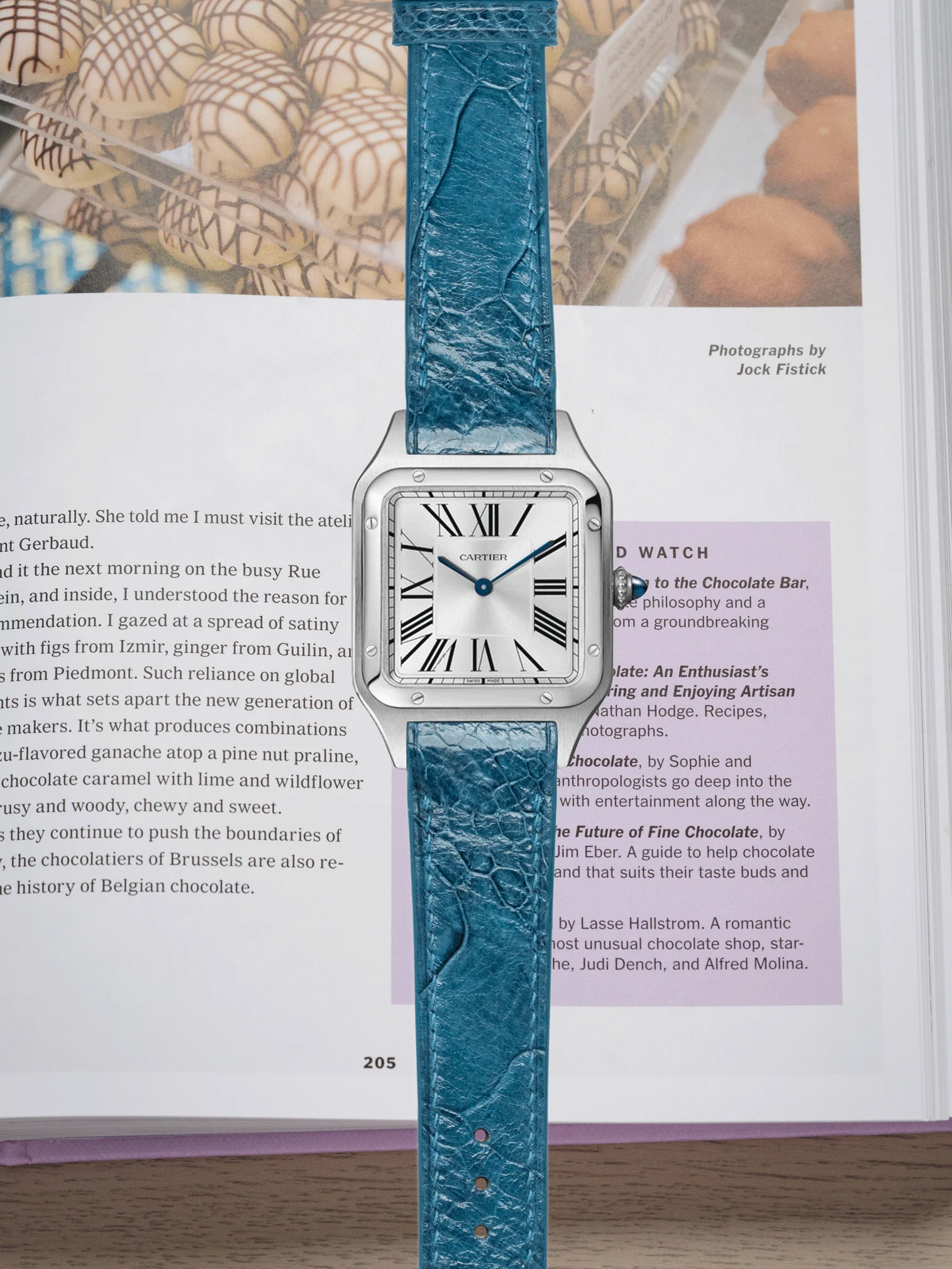 MTO Ostrich Leather Strap in Blue Jeans for Cartier Santos Dumont - Image 2