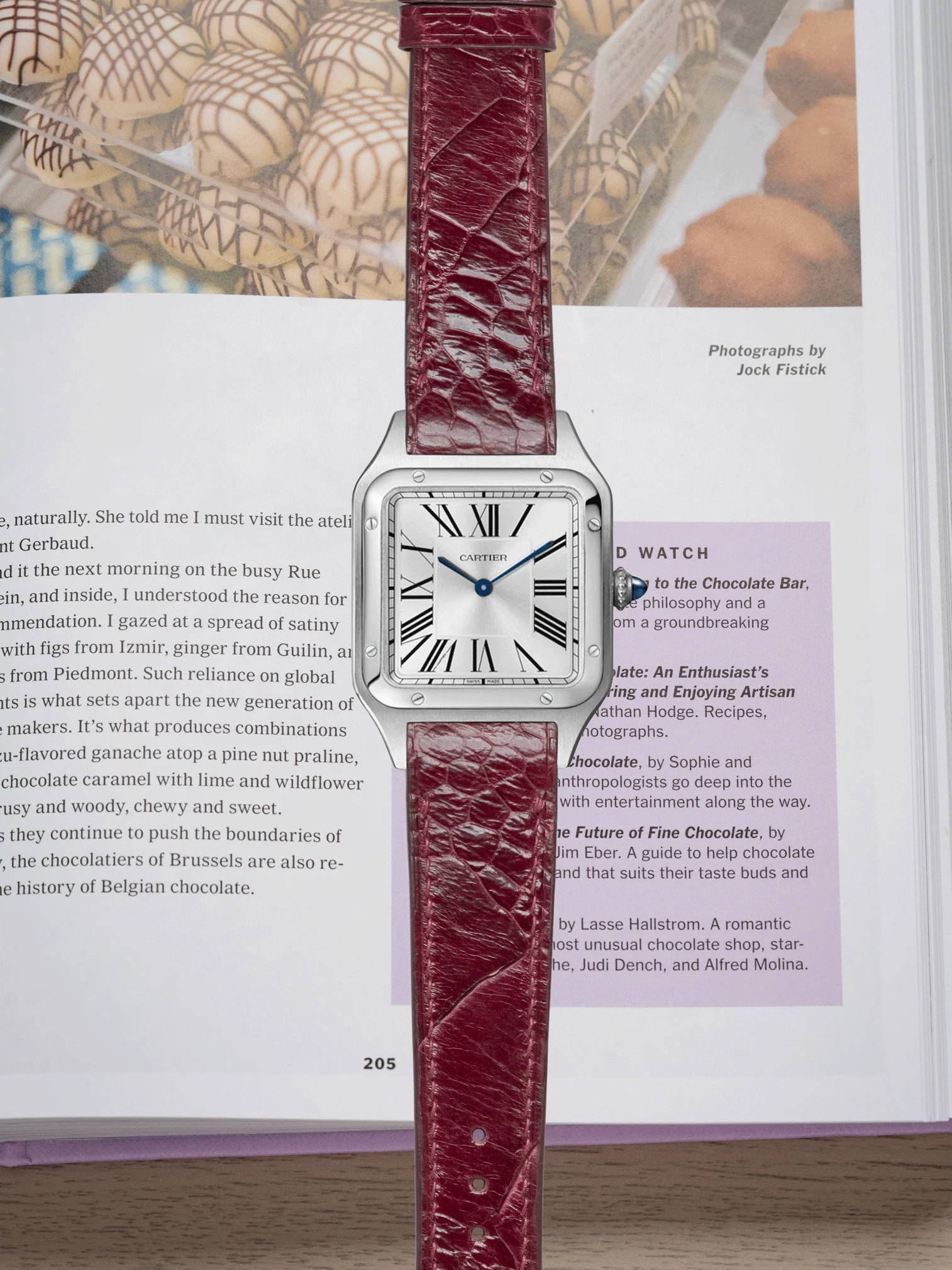 MTO Ostrich Leather Strap in Burgundy for Cartier Santos Dumont - Image 2