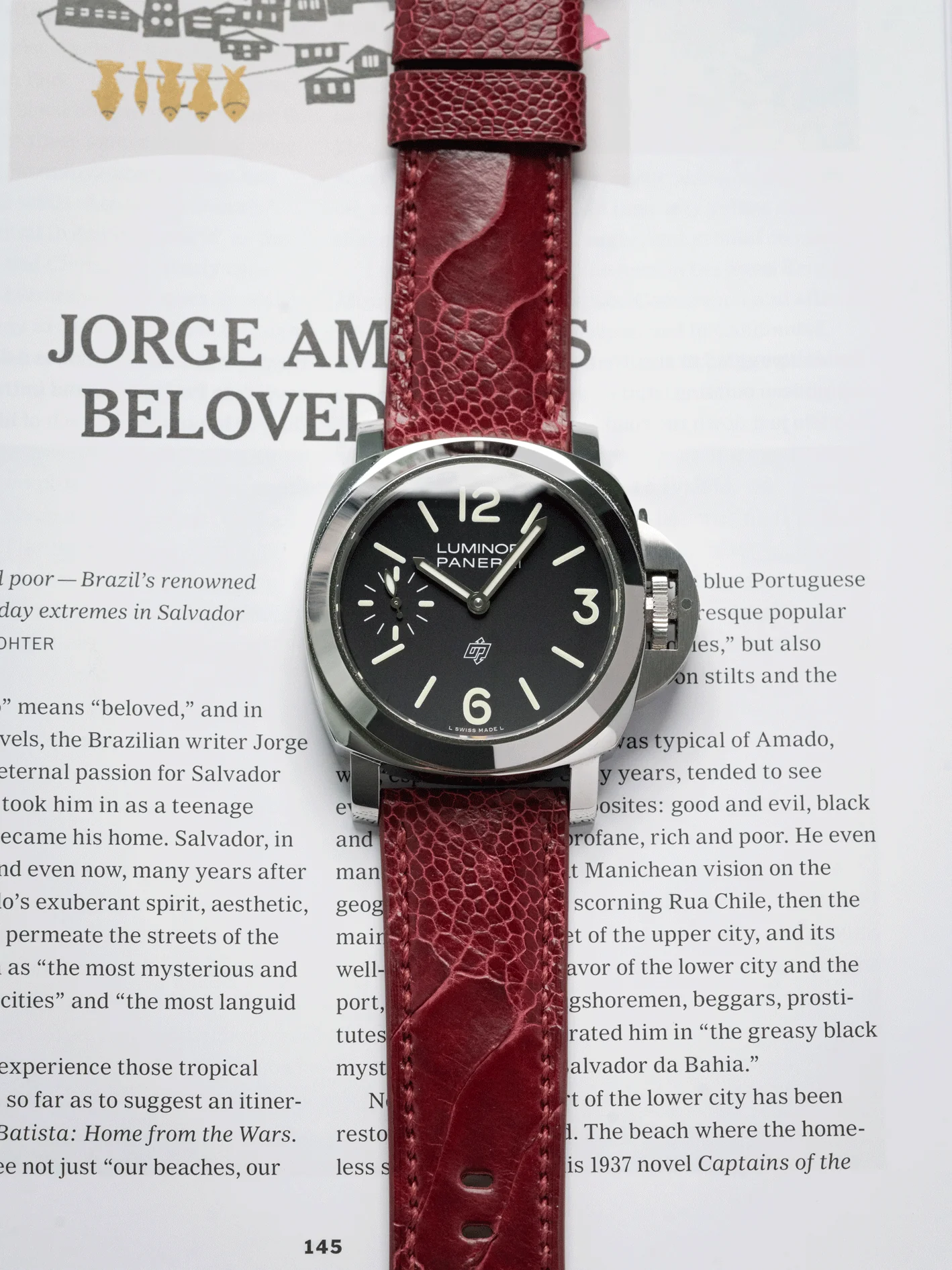 MTO Ostrich Leather Strap in Burgundy for Panerai - Image 2