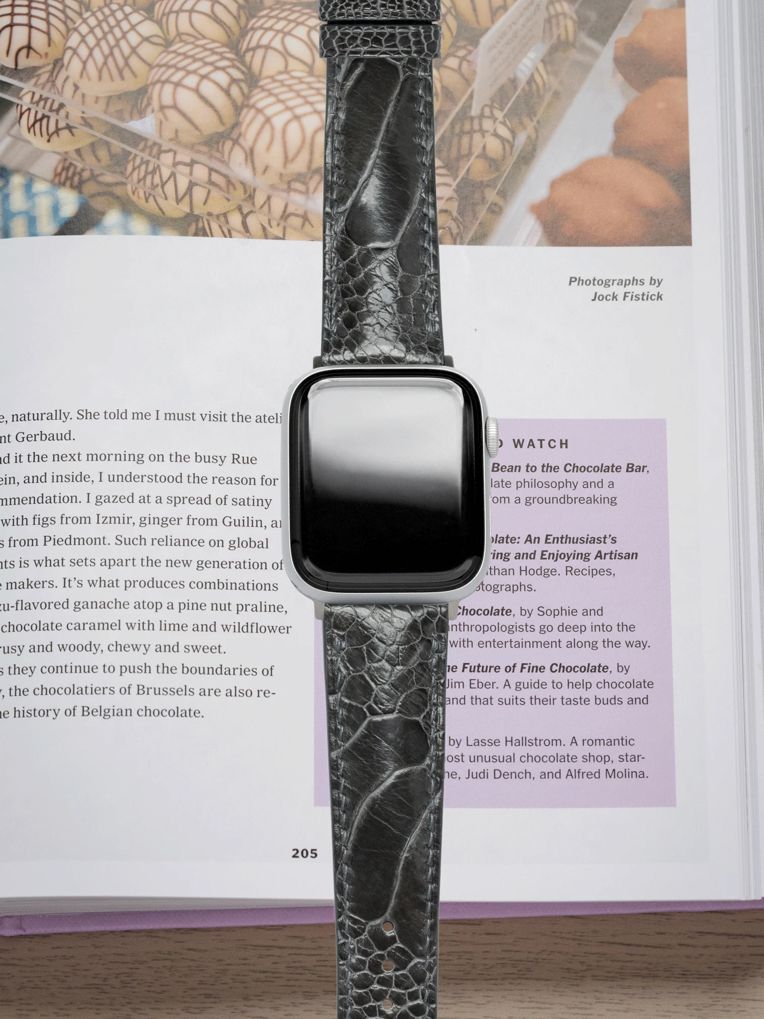 MTO Ostrich Leather Strap in Dark Grey for Apple Watch - Image 2