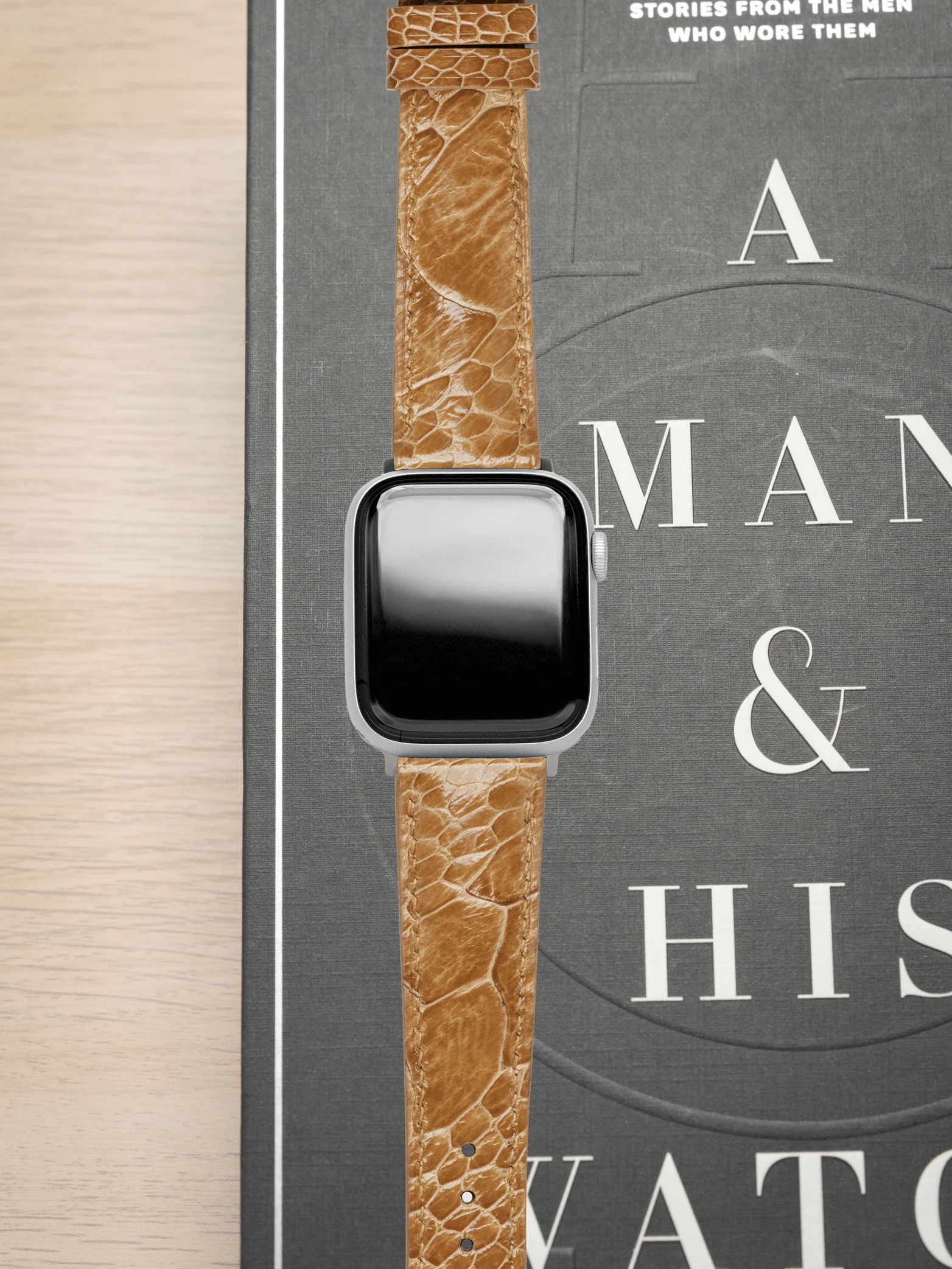 MTO Ostrich Leather Strap in Gold for Apple Watch - Image 2
