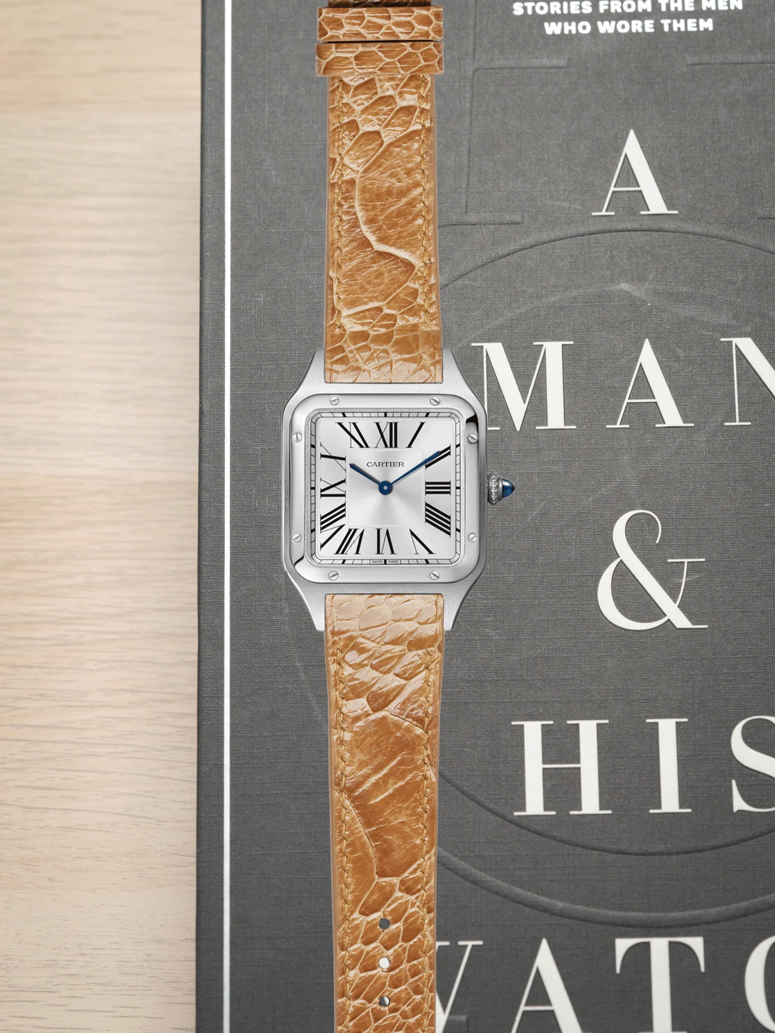 MTO Ostrich Leather Strap in Gold for Cartier Santos Dumont - Image 2