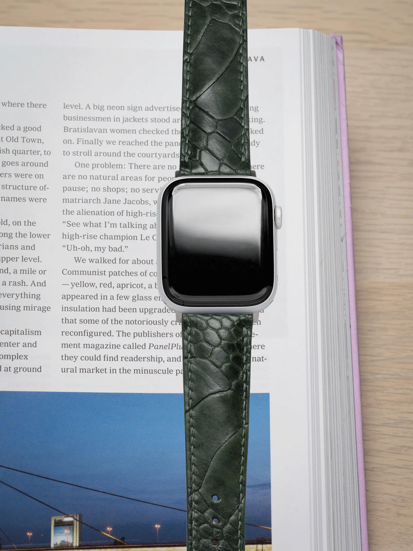 MTO Ostrich Leather Strap in Green for Apple Watch - Image 2
