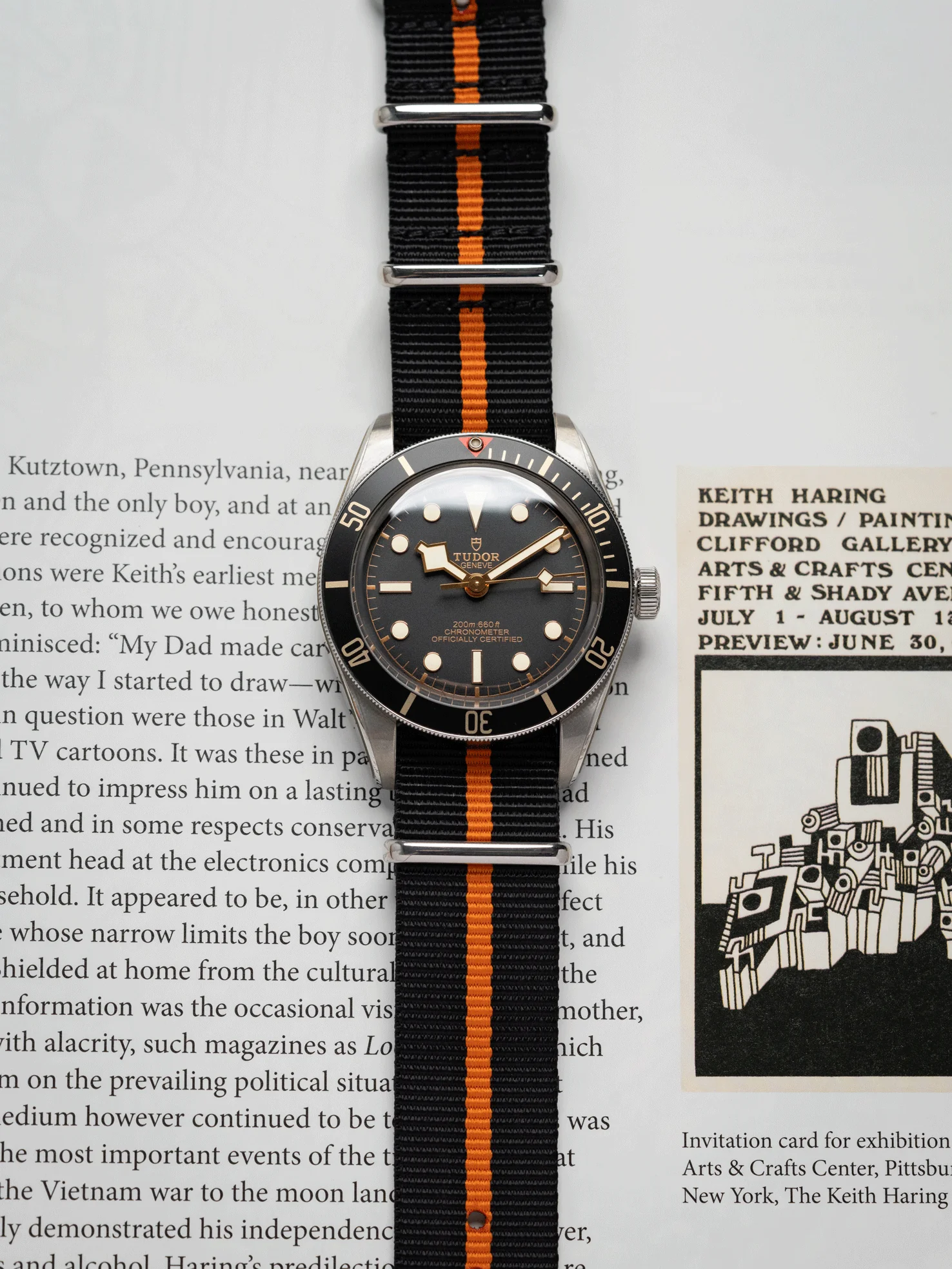 Premium Nato Strap in Black Orange - Image 2