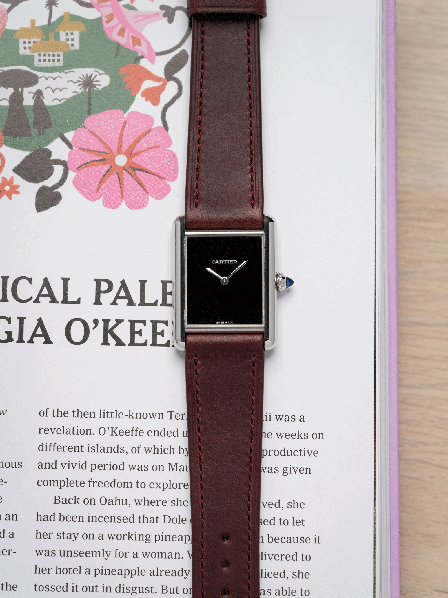 Slim Horween Chromexcel Leather Strap in Burgundy - Image 2